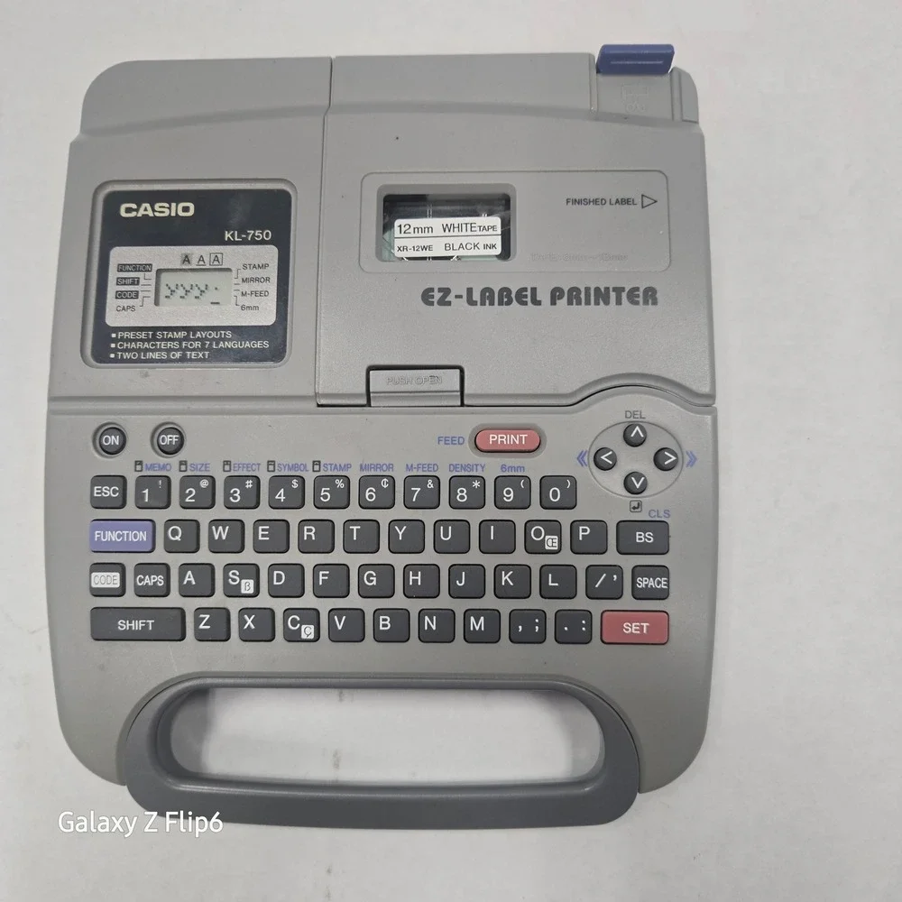Casio KL-750 EZ-Label Printer Gray Portable Thermal Label Maker QWERTY Keyboard